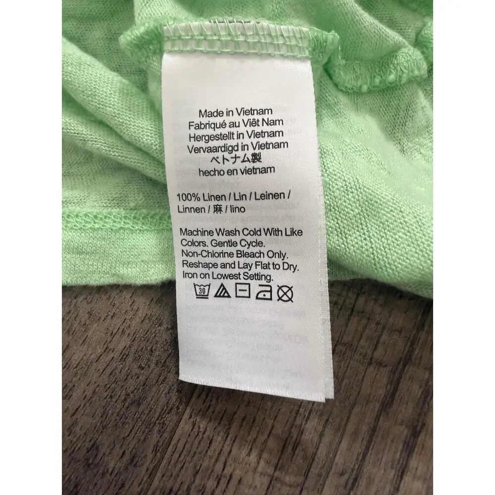 J Crew Womens Small 100% Linen Puff Short Sleeve Tee Shirt Mint Green S